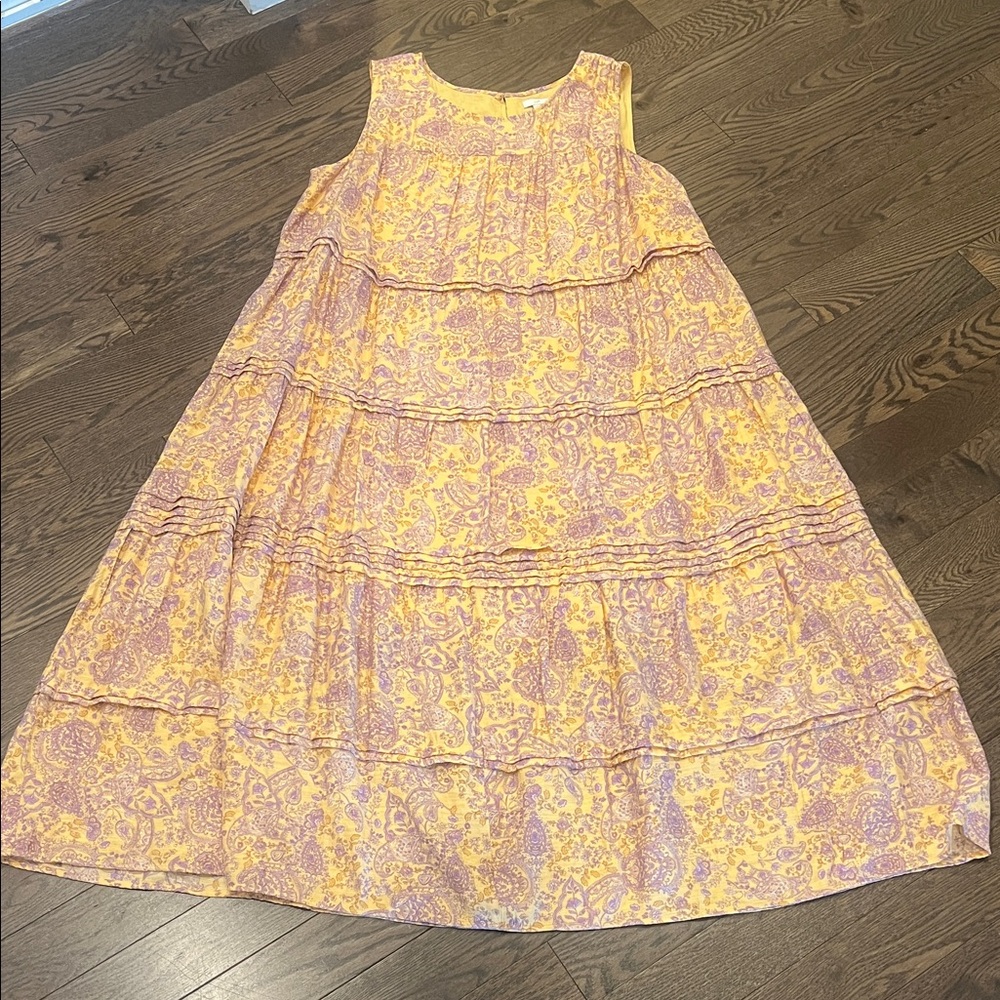 J.Jill Tiered Maxi Dress Peach & Purple Paisley Sleeveless Boho 2X